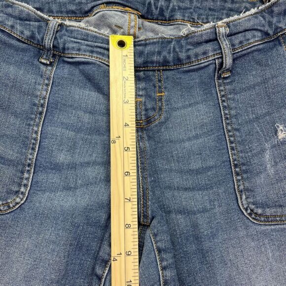 Mother Maternity Jegging Jeans Women's Blue Faded Whiskers Raw Hem Front Pocket - Picture 10 of 16